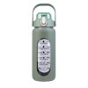 64Oz Glass Water Bottle Sports Water Bottle Motivational Water Bottle Water Intake Tracker Bottle with Straw Time Marker Silicone Sleeve Handle for Gy