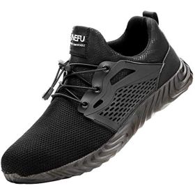 JIEFU Men's Work shoes; Steel Toe Shoes for Work Men; men's sneaker; Lightweight Breathable Comfortable Non Slip Durable Indestructible Construct (Color: Grey, size: 45)
