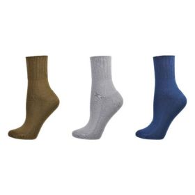 Diabetic/Arthritic Cushioned Cotton Ankle Socks 3 Pack Women Socks (Color: Navy/Brown/Gray)